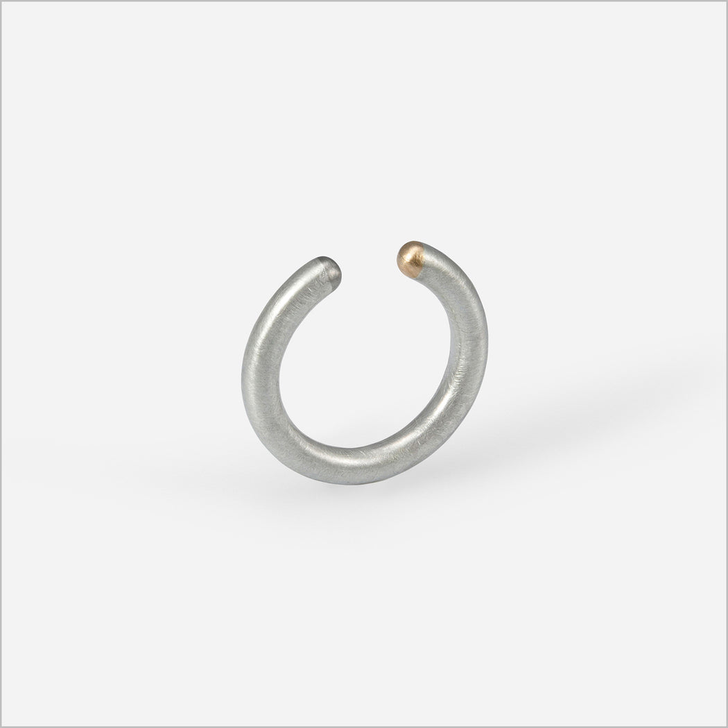 Anel Dois Lados Bicolor • Prata, Ouro Amarelo 18K e Ouro Branco 18K