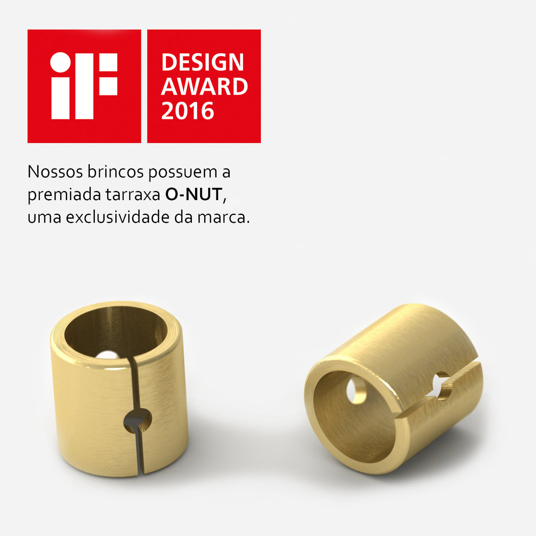 Brinco Gota Geométrica • Ouro Amarelo 18K com cristal de quartzo
